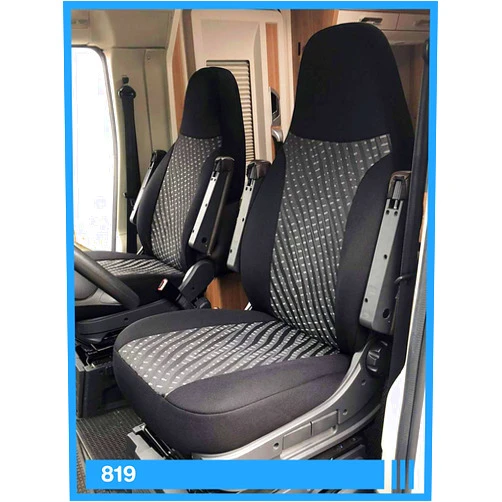 BREMER SITZBEZÜGE Dimensions of seat Covers Compatible with Motorhome Driver and Passenger, Colour Number: 819 (Black/Grey)