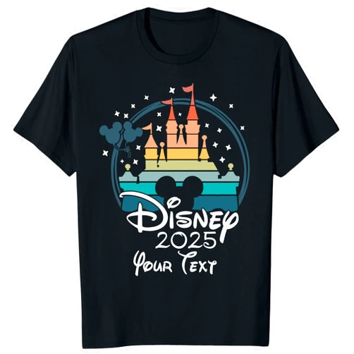 PuffinCraft Custom Magic Kingdom Castle 2025 T-Shirt, Personalized Mickey Minnie Shirt Family Matching Trip T Shirt, Rainbow Mouse Tshirt