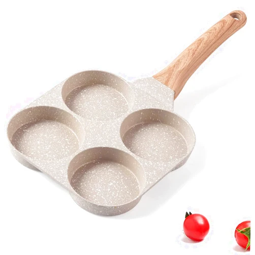 MIUGO Four-Cup Fried Egg Pan, Medical Stone Non-Stick Frying Pan for Breakfast,Divided Egg Omelet Pans Suitable for Gas Stove and Induction Cooker (3-inch eggs)