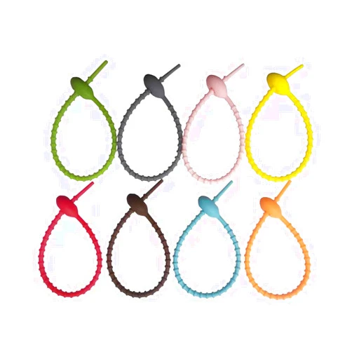 Qishing Reusable Colorful Silicone Zip Ties, Durable Cable Ties,Cable Straps, Bread Ties, Rubber Twist Ties, All-Purpose Silicone Ties, Silicone Cords, Household Snake Ties,Bag Sealing Clips（16pcs)
