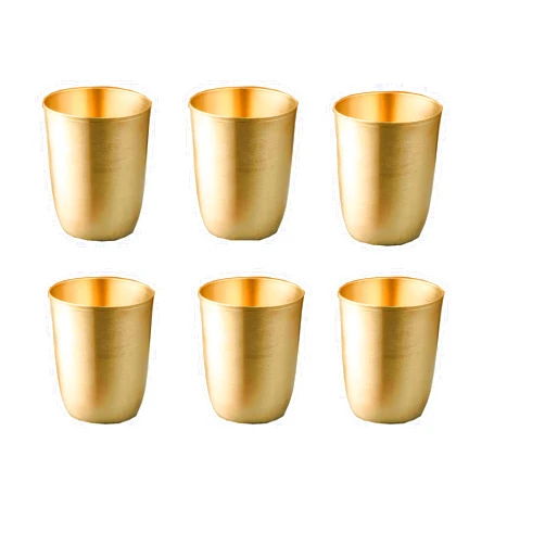 Generic Antique Pure Kansa (Bronze) Glass By Handcrafted Set of 6