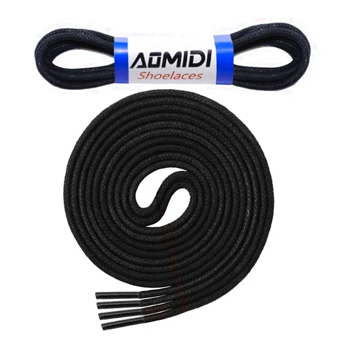 AOMIDI Waxed Round Shoelaces (2 Pairs) - for Oxford Dress Shoes Boots Leather Shoe Laces