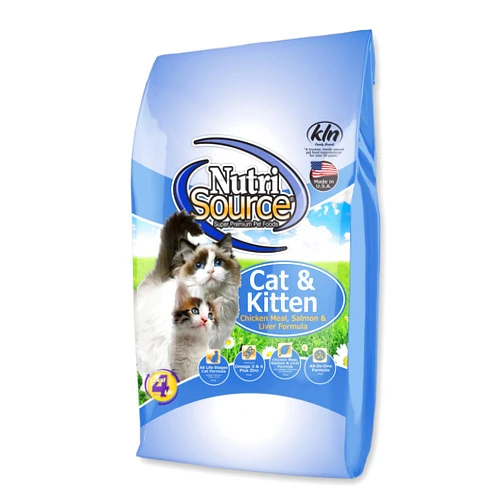 NutriSource Cat and Kitten Food, Made with Chicken Meal, Salmon and Liver, with Wholesome Grains, 16LB, Dry Cat Food