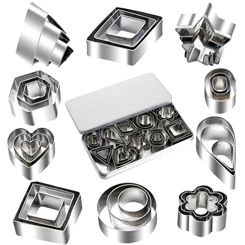 Magigift Mini Cookie Cutter Shapes Set - 30 Tiny Stainless Steel Stamps of Flower, Heart, Star, Geometric Shapes - for Out Pastry Dough, Pie Crust & Fruit, Fondant