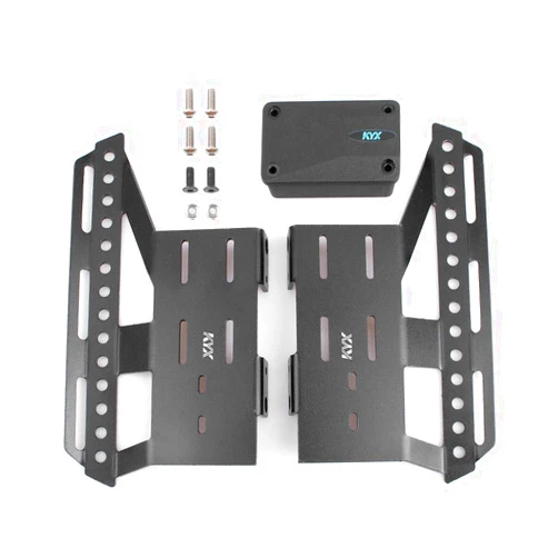 KYX Racing Metal Side Step Running Boards Foot-Plate w/Receiver Box for RC Car Axial SCX10 II 90046 90047 313mm Cherokee Body