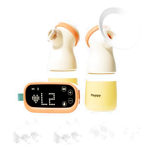Phanpy Double Electric Breast Pump E-Shine, Anti-Backflow Design, Smart LED Display with Various Emojis and Memory Function, Low Noise, 4 Modes 8 Levels, 20/24/28 mm Flange