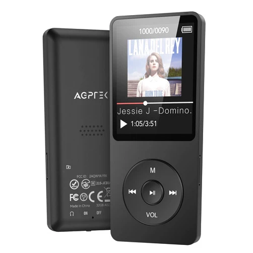 AGPTEK A02X 32GB MP3 Player with Bluetooth 5.3, 1.8 inch Screen Portable Music Player with Speaker, FM Radio, Voice Recorder, Supports Expanded Up to 128GB