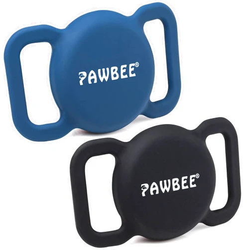 PAWBEE Airtag Dog Collar Holder - 2 Pack Square Apple Air Tag Dog Collar Holder - Soft Silicone Dog AirTag Holder, Air Tag Pet Collar Case for Small Medium Large Dogs & Cats - Dog Collar Airtag Holder