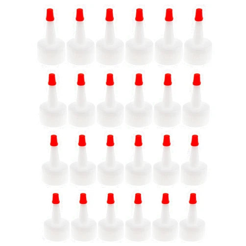 E-outstanding Red-Tip Cap 24PCS Red Plastic Pointed Mouth Bottle Caps Yorker Dispensing Caps Pointed Mouth Bottle Cap Replacement Tip Caps for Squeeze Bottle Glue Bottles Dispensing Cap
