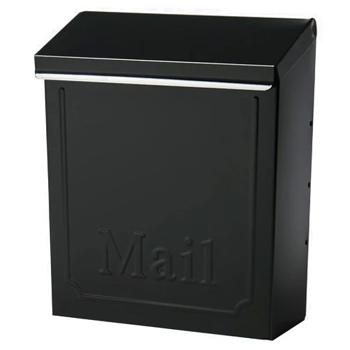 ARCHITECTURAL MAILBOXES Townhouse Vertical Small Capacity, Galvanized Steel Wall Mount Mailbox, 4.1 x 8.6 x 10.1 inches, Black