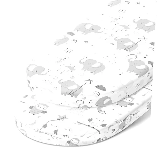 Joey + Joan Bassinet Fitted Sheets for Munchkin Brica Fold n Go Travel Bassinet, Luckydove - Fits Any 18 x 30 Inch Oval Mattress – Snuggly Soft 100% Jersey Cotton – 2 Pack