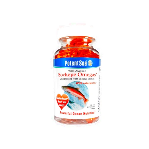 PotentSea Wild Alaskan Sockeye Omegas Salmon Fish Oil Supplement, Omega-3 EPA and DHA, Easy Digestion, Cold Pressed, 90 Softgel