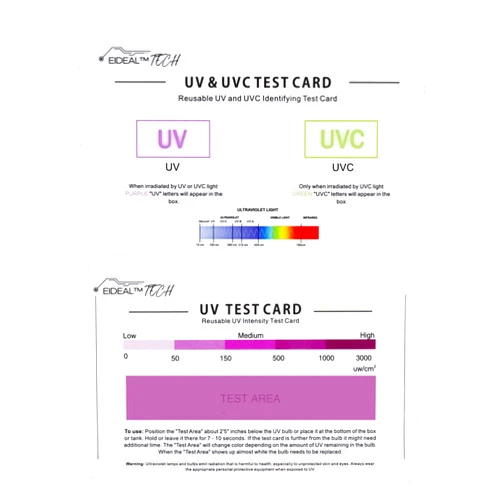 EIDEAL™ | UV & UVC Test Card & UV Intensity Test Card | 3-in-1 UV Test Card | UVA & UVC Light Identifying Card | UV Bulb & LED Intensity Reading Card | UV Dosage Indicator Card | UVB Tester