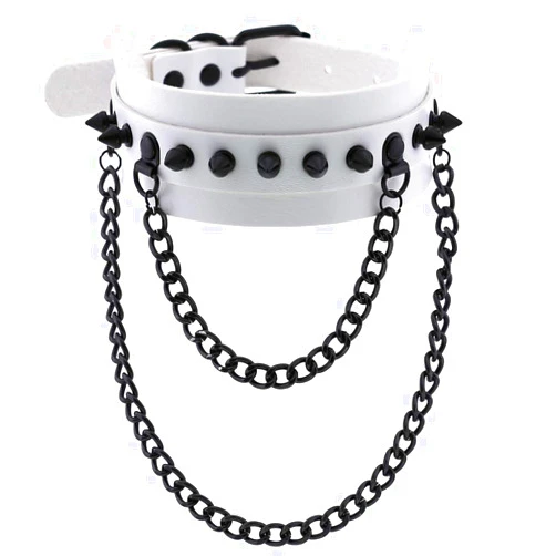 Nwlzx leather choker collar for women leash, PU Leather Punk Rock Gothic Spike Rivets Choker Collar Necklace Adjustable,
