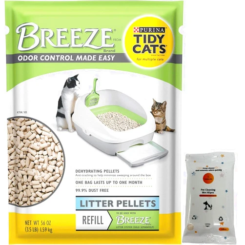 Aurora Pet Tidy Cats Breeze Cat Litter Pellets, Refill 3.5 Pounds with Aurora Pet Wet Wipes