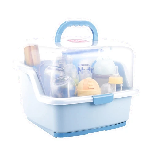 SALUR Bottle Drying Rack Container with Drainer, Portable Nursing Cutlery Box Container with Lid, Easy Clean Large Drying Rack