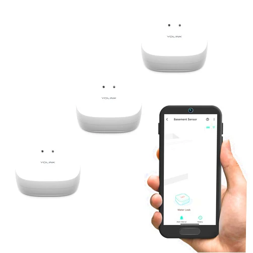 YoLink Water Leak Sensor 3-Pack, LoRa Up to 1/4 Mile Open-Air Range Smart Water Leak & Flood Detector, SMS/Text, Email & Push Notifications, w/Alexa, IFTTT, Home Assistant - YoLink Hub Required