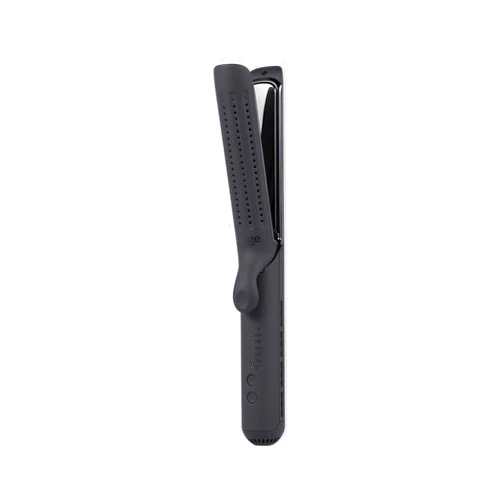 L'ANGE HAIR Le Duo Edge 360° Airflow Titanium Styler Blush | 2-in-1 Flat Iron Straightener & Curling Iron | 1” Wide Titanium Plates with Rounded Corners & Softly Beveled Edges (Black)