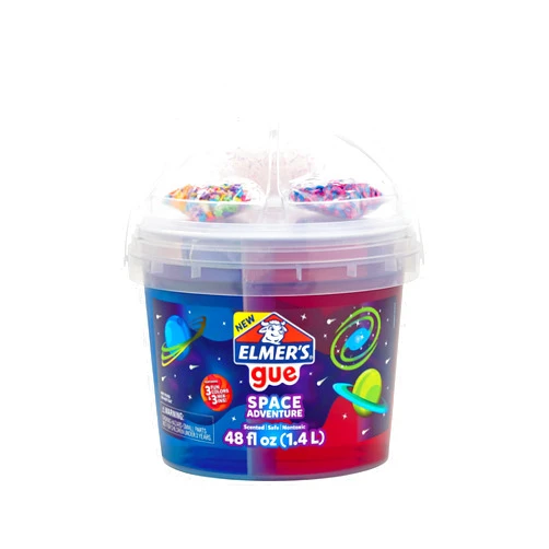 Elmer's Elmer’s Gue Premade Slime Bucket, Space Adventure Theme, Includes 3 Lb. Bucket with 3 Types of Slime and 3 Sets of Add-ins