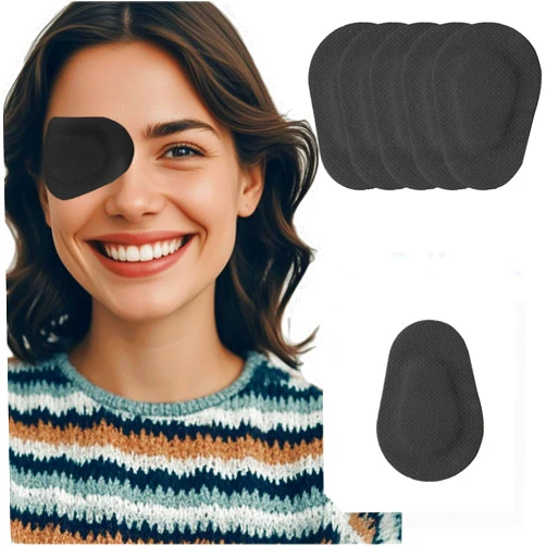 THSIREE 20 Pcs Adhesive Eye Patches for Adults, Medical Eye Patch Disposable Breathable Eyepatch for Amblyopia Lazy Eye Latex Free Adhesive Bandages for Adults, Black Regular Size 3.3×2.3 inches