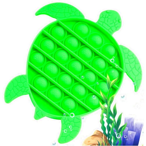 NiHealth Push Pop Bubble Fidget Sensory Toy Sea Turtle Shaped Fidget Toy for Special Needs Stress Reducer Anxiety Relief Popper Game Board Silicone Squeeze Toy for Kids and Adults (Green)