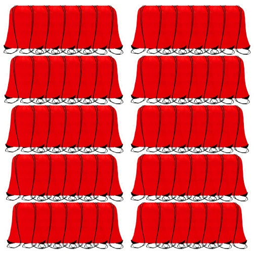 Topspeeder 60 Pieces Red Drawstring Backpack Bags Sports Sackpack Bulk Cinch Gym Bag For Women Men Outdoor Sports Backpack