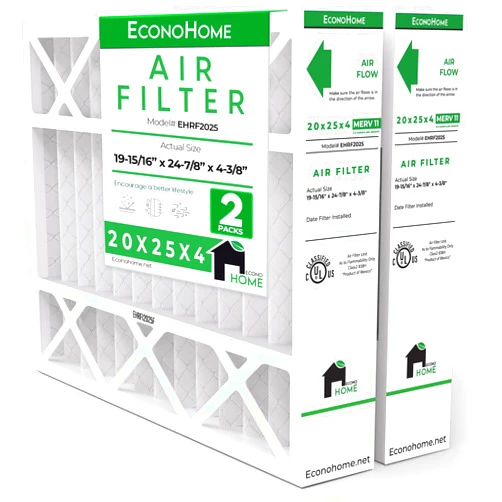 EconoHome 20x25x4 AC Furnace Pleated Air Filter MERV 11 Replacement – Allergen Defense, 2 Pack, Fits Lennox (X6673), Honeywell (FC100A1037) filters. (Actual size: 19.94 x 24.86 x 4.36 Inches)