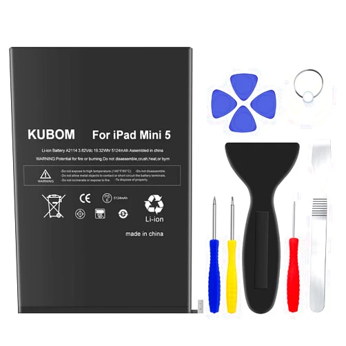 KUBOM Replacement Battery for iPad Mini 5, Full 5124mAh 0 Cycle Battery - Include Complete Repair Tool Kits