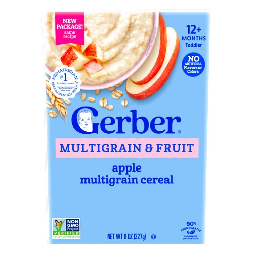 GERBER CEREAL FOR BABY Infant Dry Cereal MultiGrain Apple 5x8oz