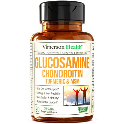 Vimerson Health Glucosamine Chondroitin MSM Turmeric Boswellia - Joint Support Supplement. Antioxidant Properties. Helps with Inflammatory Response. Occasional Discomfort Relief for Back, Knees & Hands. 90 Capsules