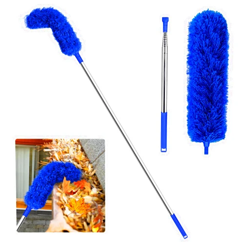 Phaniteces Gutter Cleaning Tools Roofing Tool Guard Cleaner Tool with Telescopic Extendable Telescopic Pole 8.2ft, Easy Remove Leaves and Debris from The Ground Blue