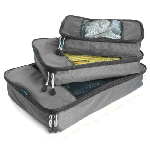 TravelWise Luggage Packing Organization 3 Pack, Silver, Large, Medium and Small Cubes