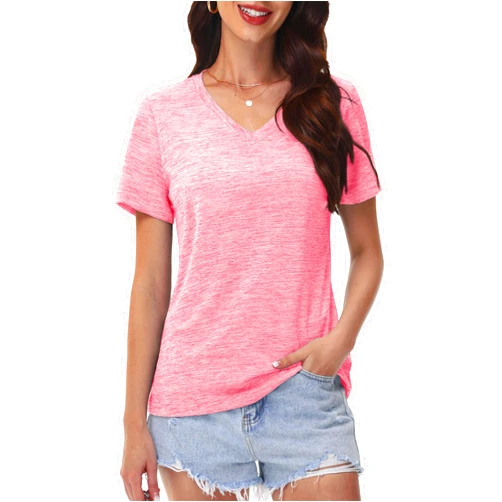 MAGCOMSEN Workout Tops for Women UPF 50+ Sun Protection V-Neck Shirts Moisture Wicking Running Hiking T Shirts