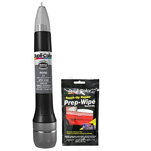 ‎Dupli-Color Dupli-Color AFM0360 Dark Shadow Gray Exact-Match Scratch Fix All-in-1 Touch-Up Paint for Ford Vehicles (CX) Bundle with Prep Wipe Towelette (2 Items)