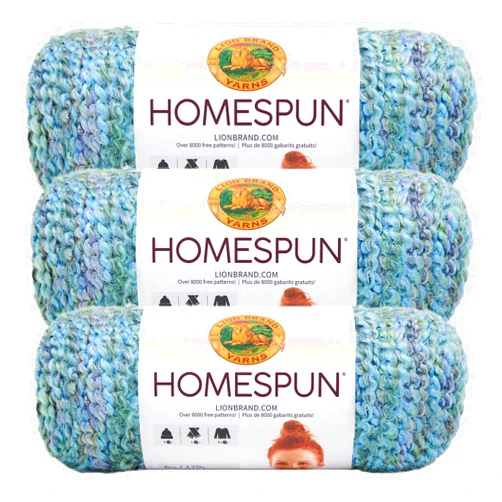 Lion Brand Yarn Homespun Yarn, Soft Bulky Yarn for Knitting, Crocheting, and Crafting, 3 Pack, Windsor