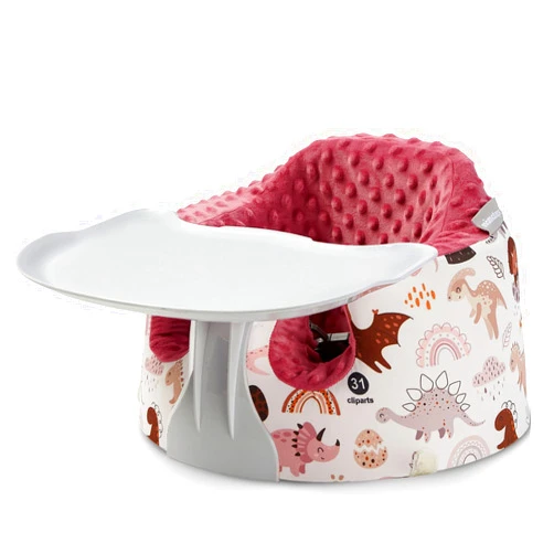 Mamatepe Seat Cover and Tray Sets Accessory Compatible with Bumbo Floor Seat for Baby,Breathable Baby Bumbo Seat Cover，Bumbo Activity Tray Attachment Easy to Install and Remove (Dinosaur)