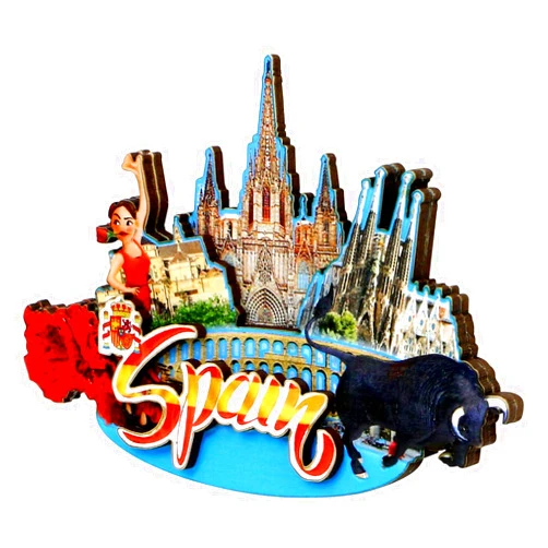 City-Souvenirs Spain Magnet Landmarks Layered 3D Design