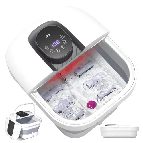 RIKE Collapsible Foot Spa with Fast PTC Heating and Massage, 14 Temp Control Precise Heated Foot Bath, Smart Digital Touch Screen & Ambient Light, Space-Saving Design, Ideal Mothers Day Gifts for Mom