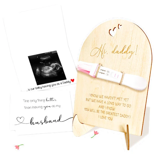 STOFINITY Pregnancy Announcement for Dad - Cute Baby Announcement Ideas, Pregnancy Reveal to Husband, Baby Surprise Announcement, Hi Daddy Pregnant Announcements, Wooden Pregnancy Test Keepsake Gift