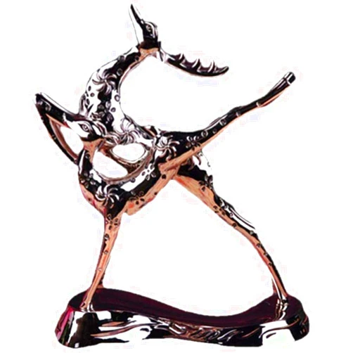 YHSTG Statue Ornament Running Sika Deer Home Office Decoration Female Deer Decoration Metal Craft Gift