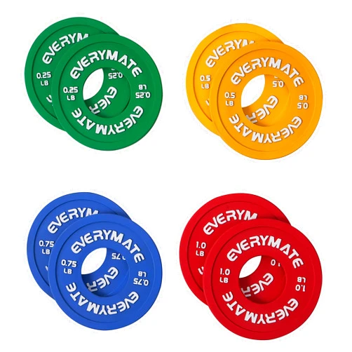 EVERYMATE Rubber Fractional Weight Plates Set of 8 Micro Weight Plate Pair of 0.25LB 0.5LB 0.75LB 1 LB for Olympic Barbells for Strength Training Micro Plates Weight Plate