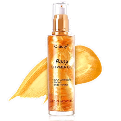 Minfei Shimmer Body Oil,Face and Body Liquid Luminizer,Waterproof Moisturizing Light Shimmer Glow Illuminator,Smooth Body Shimmer,Liquid Highlighter Makeup ((Gold)
