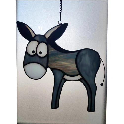 WeDcpcin Stained Glass Window Hanging donkey Sun Catcher home Decoration Window Panels Birthday gifts for family and friends