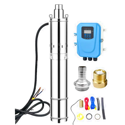 IMeshbean Solar Well Pump, 24V 270W DC Submersible Deep Well Pump, 3 inch Stainless Steel Solar Powered Water Pump with MPPT Controller for Industrial Irrigation Household Water Tank Water Supply