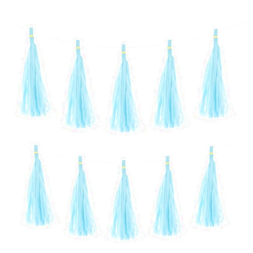 MECCANIXITY 30Pcs Light Blue Tassel Garland Banner with Rope Tissue Paper Tassels Party DIY Kits for Anniversary Wedding Birthday Party