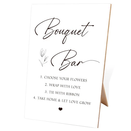 Zhminz Bouquet Bar Sign, 8X11 Minimalist Style Wooden Sign, Wedding Flower Bar, Baby Shower Sign, Bridal Shower Supplies, Bar Supplies,Party Decor, for Baby Shower, Wedding Reception & Event Party,10