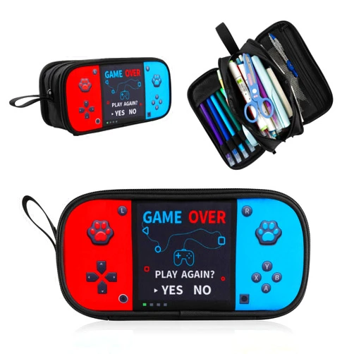 Easozoom Large Game Controller Pencil Case for Teen Boy Kid Capacity Pen Box Pouch Organizer Holder Bag with 3 Compartments & Zipper School College Office Supplies(1PCS Pencil Case)