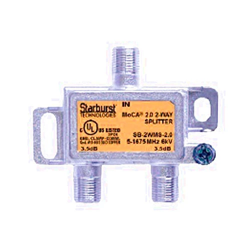 Starburst_Technologies_Inc Starburst 2-Way Coax Splitter Horizontal SB-2WMS-2.0 MOCA 2.0 CATV FIOS Verizon Frontier Compatible