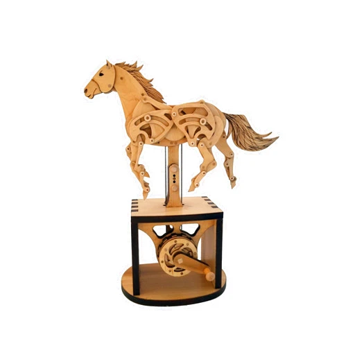 Abong 3D Wood Craft Mechanical Horse Automation Model | 221 Pieces of Precise Cuts of Plywood | Includes an Illustrated Instruction Book for The Advanced Hobbyist