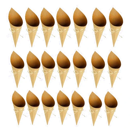 Generic Airlxf 50PCS Kraft Paper Confetti Cones Brown Wedding Confetti Cones Vintage Kraft Paper Petal Cones with Hemp Ropes Tape (50)
